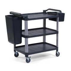Plastik Servis Arabası 3 Katlı Açık Siyah
