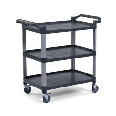 Plastik Servis Arabası 3 Katlı Açık Siyah